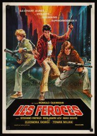 2f553 YOUNG VIOLENT DANGEROUS French 15x21 '76 cool Ferrari artwork of tough guys with weapons!