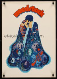 2f311 WOODSTOCK German 16x23 '70 classic rock & roll concert, great Richard Amsel art!