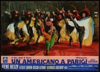 2f157 AMERICAN IN PARIS Italian photobusta R63 wonderful image of Gene Kelly dancing with chorus!