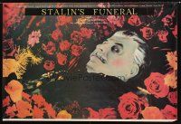 2f067 STALIN'S FUNERAL Russian 26x39 '90 former dictator at rest in flowers, always watching!