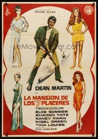 2f145 WRECKING CREW Spanish '69 cool art of Dean Martin as Matt Helm with sexy spy babes!