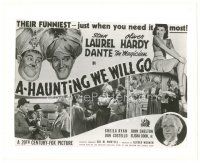 2g084 A-HAUNTING WE WILL GO 8x10 still '42 Laurel & Hardy, great advertising artwork!