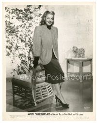 2g100 ANN SHERIDAN 8x10 still '30s standing portrait leaning on chair in cool coat!
