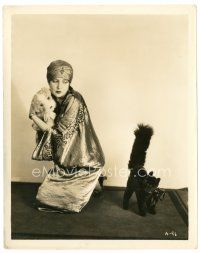 2g130 BILLIE DOVE 8x10 still '20s cute portrait in wild outfit protecting toy dog from toy cat!