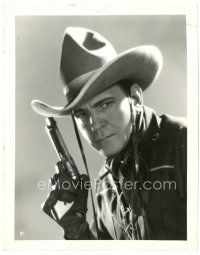 2g162 BUCK JONES 8x10 still '30s wonderful close up in cowboy hat with gun by Ray Jones!