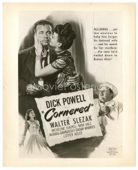 2g202 CORNERED 8x10 still '46 great image of poster-like ad with Dick Powell & Walter Slezak!