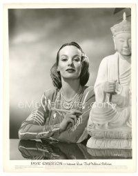 2g308 FAYE EMERSON 8x10 still '40s great close portrait wearing pearls by Buddha statue!