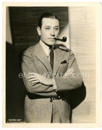 2g336 GEORGE RAFT 8x10 still '30s full-length portrait smoking pipe with arms crossed!