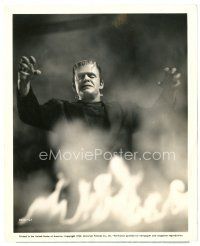 2g344 GHOST OF FRANKENSTEIN 8x10 still '42 best image of Lon Chaney Jr. as the monster in flames!