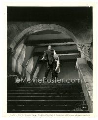 2g398 HOUSE OF FRANKENSTEIN 8x10 still '44 monster Glenn Strange holding Boris Karloff on stairs!