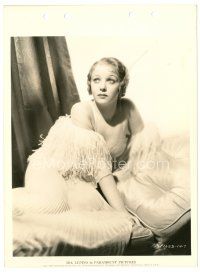 2g418 IDA LUPINO 8x11 key book still '34 sexy close up in cool feathered dress laying on pillows!