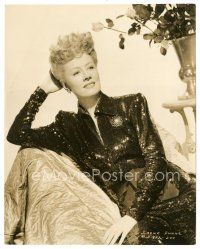 2g427 IRENE DUNNE 7.5x9.25 still '40s in a full dress afternoon gown of black sequins!