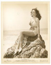 2g445 JANE RUSSELL 8x10 still '46 full-length in sexy bathing suit by ocean from Young Widow!