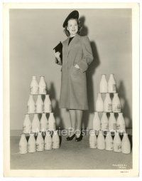 2g453 JEAN ROGERS 8x10 still '30s full-length portrait standing by giant display of milk bottles!