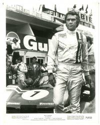 2g497 LE MANS 8x10 still '71 best close up of race car driver Steve McQueen standing by his car!