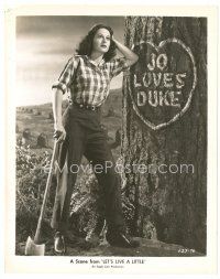 2g500 LET'S LIVE A LITTLE 8x10 still '48 pretty Hedy Lamarr in man's clothes by inscribed tree!