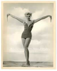 2g003 MARILYN MONROE 8x10 still '50s in sexy low-cut swimsuit with arms outstretched!
