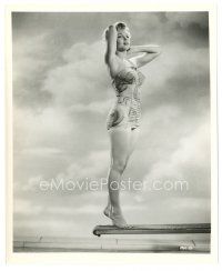 2g001 MARILYN MONROE 8x10 still '50s sexy c/u standing on edge of diving board with hands to head!
