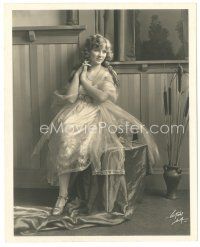 2g559 MARY MILES MINTER deluxe 7.75x9.5 still '20s seated portrait in beautiful dress by Witzel!