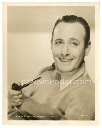 2g570 MONROE OWSLEY 8x10 still '30s great smiling head & shoulders portrait smoking pipe!