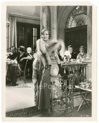2g593 NANCY CARROLL 8x10 still '20s full-length in wonderful dress & fur at restaurant!