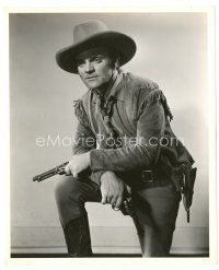 2g607 OKLAHOMA KID 8x10 still '39 portrait of cowboy James Cagney with two guns by Mac Julien!