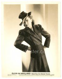 2g609 OLIVIA DE HAVILLAND 8x10 still '30s full-length portrait in wonderful dress & hat!