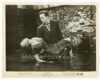 2g716 SO YOUNG, SO BAD 8x10 still '50 c/u of Paul Henreid carrying sexy Anne Francis over water!