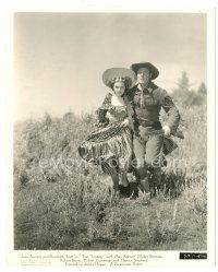 2g764 TEXANS deluxe 8x10 still '38 cowboy Randolph Scott & pretty Joan Bennett run through field!