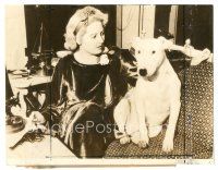 2g768 THELMA TODD 6.25x8 news photo '35 close up with a gun on one side & her dog on the other!