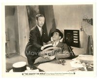 2g800 TWO AGAINST THE WORLD 8x10 still '36 Hobart Cavanaugh puts hat on Humphrey Bogart's desk!