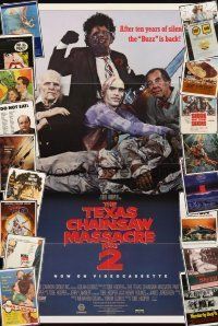 2h005 LOT OF 60 FOLDED ONE-SHEETS '44 - '89 Texas Chainsaw Massacre 2, 10, Howling & more!