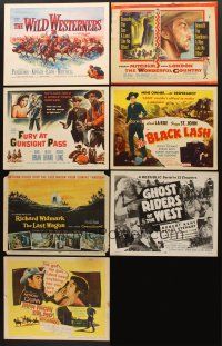 2h058 LOT OF 7 WESTERN TITLE LOBBY CARDS '50s Robert Mitchum, Lash LaRue, Anthony Quinn & more!