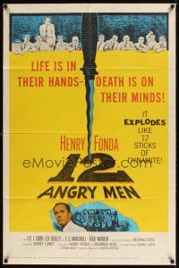2j001 12 ANGRY MEN 1sh '57 Henry Fonda, Lumet courtroom jury classic, life is in their hands!
