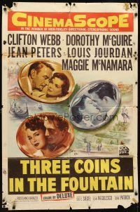 2j009 3 COINS IN THE FOUNTAIN 1sh '54 Clifton Webb, Dorothy McGuire, Jean Peters, Louis Jourdan