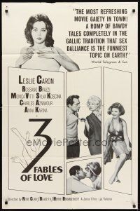 2j011 3 FABLES OF LOVE 1sh '62 Les Quatre verites, sexy Leslie Caron, Rossano Brazzi, Monica Vitti