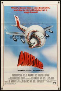 2j025 AIRPLANE 1sh '80 classic zany parody by Jim Abrahams and David & Jerry Zucker!