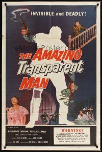 2j037 AMAZING TRANSPARENT MAN 1sh '59 Edgar Ulmer, cool fx art of the invisible & deadly convict!