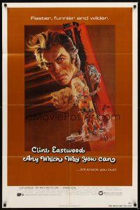 2j064 ANY WHICH WAY YOU CAN 1sh '80 cool artwork of Clint Eastwood & Clyde by Bob Peak!