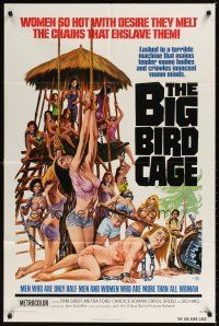 2j109 BIG BIRD CAGE 1sh '72 Pam Grier, Roger Corman, classic chained women art by Joe Smith!