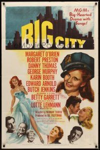 2j111 BIG CITY 1sh '48 Margaret O'Brien, Betty Garrett, Danny Thomas, New York City!