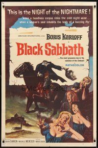 2j122 BLACK SABBATH 1sh '64 Boris Karloff in Mario Bava's I Tre volti Della Paura, severed head!