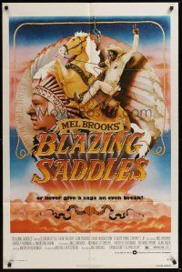 2j127 BLAZING SADDLES 1sh '74 classic Mel Brooks western, art of Cleavon Little by John Alvin!