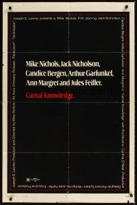 2j178 CARNAL KNOWLEDGE 1sh '71 Jack Nicholson, Candice Bergen, Art Garfunkel, Ann-Margret!
