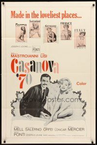 2j184 CASANOVA '70 1sh '65 c/u of Marcello Mastroianni & sexy naked Virna Lisi in bed!