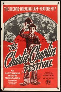 2j200 CHARLIE CHAPLIN FESTIVAL 1sh R1960s a record-breaking laff-feature hit, great images!
