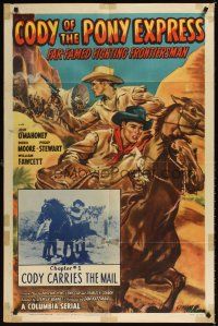 2j217 CODY OF THE PONY EXPRESS chapter 1 1sh '50 Jock Mahoney serial, Cody Carries The Mail!