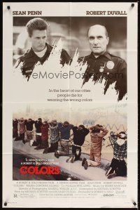 2j219 COLORS 1sh '88 Sean Penn & Robert Duvall as cops, directed by Dennis Hopper!
