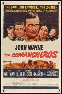 2j220 COMANCHEROS 1sh '61 artwork of cowboy John Wayne, directed by Michael Curtiz!