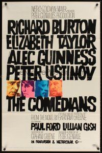 2j223 COMEDIANS style A 1sh '67 Richard Burton, Elizabeth Taylor, Alec Guinness & Peter Ustinov!